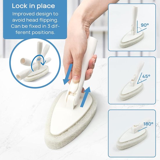 Douche Reinigingsborstel - Badkamer Scrubber - Schoonmaken Badtegels - Verstelbaar Lange Handvat - 130 cm - Wit Grijs — afbeelding 2
