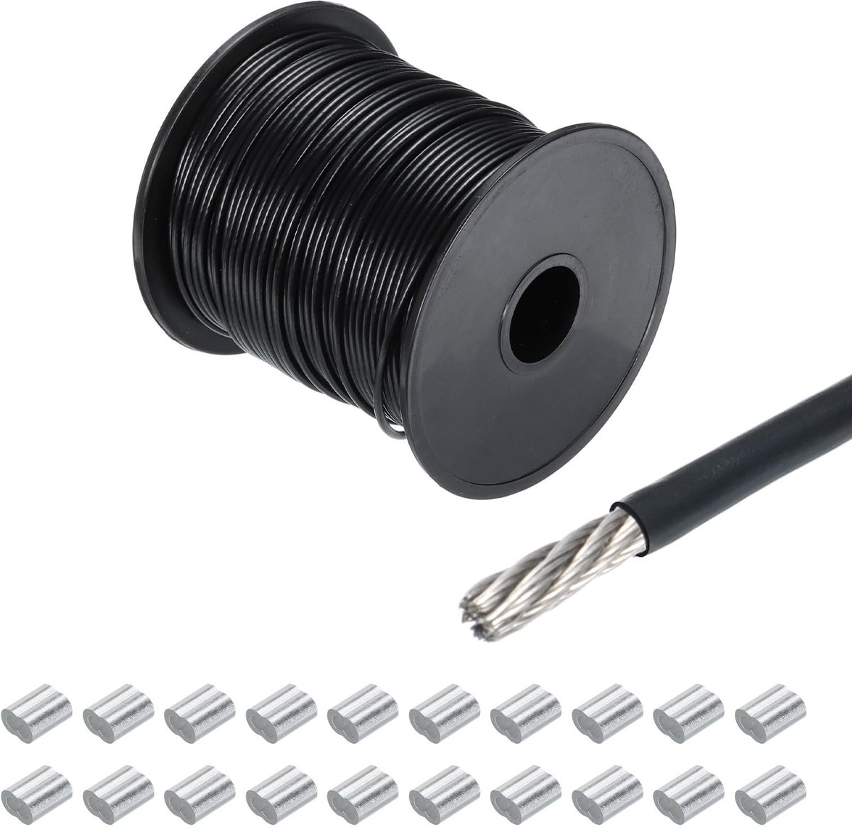 Solidchoice - RVS Kabel van 70m met Aluminium Moffen voor Kledinglijn
