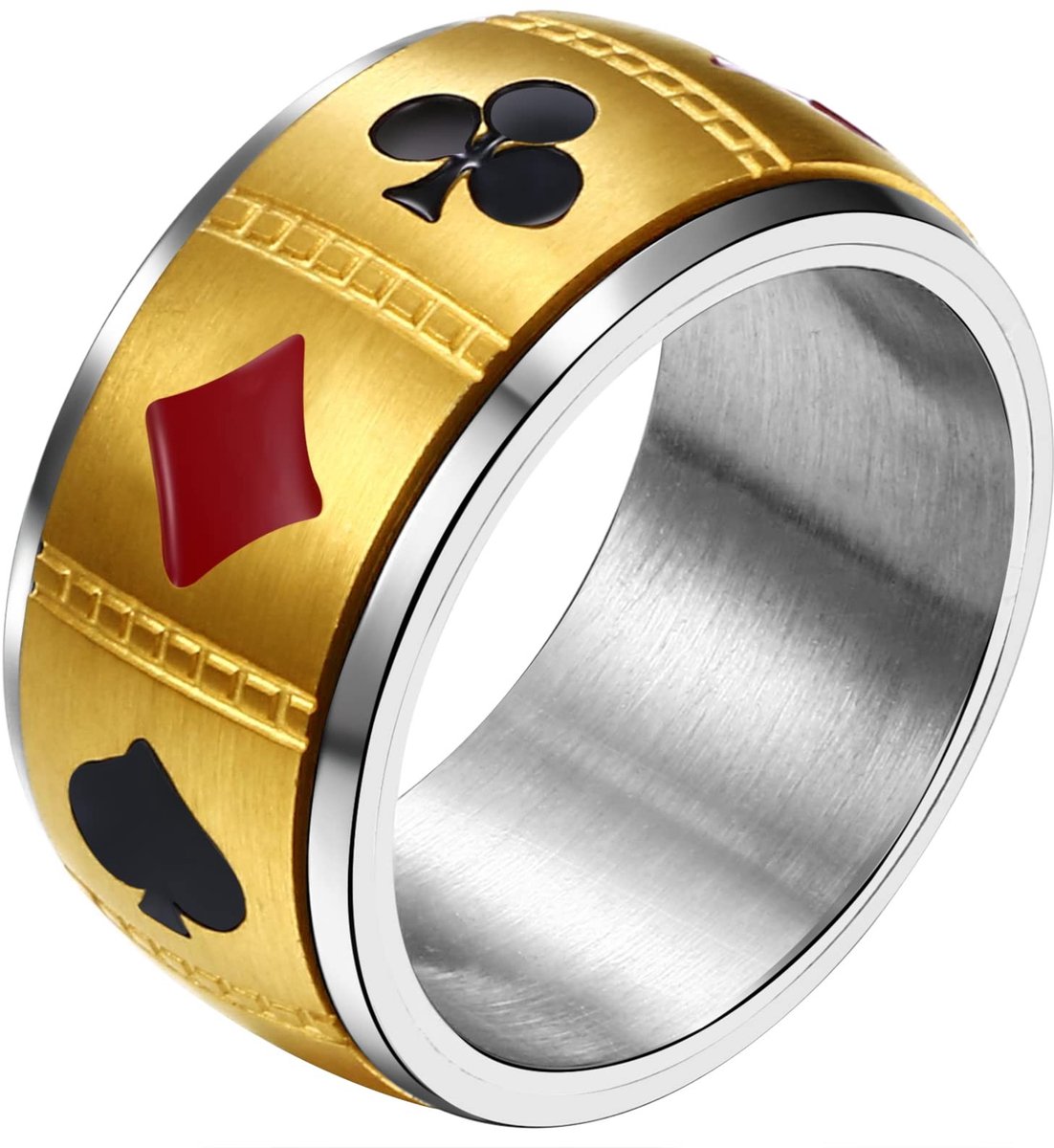 Solidchoice - Stijlvolle RVS Ring voor Mannen en Vrouwen met Dubbellaagse Patroon