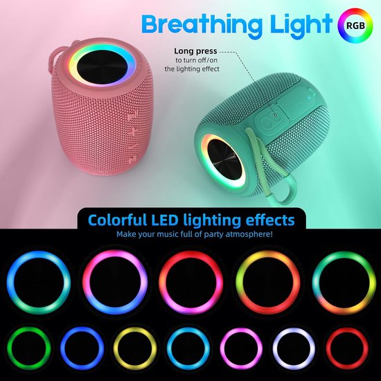Draadloze Speaker - Bluetooth Geluid - Muziek Luisteren Buiten - 16 Uur Speeltijd - 20 Watt - Mintgroen — afbeelding 3