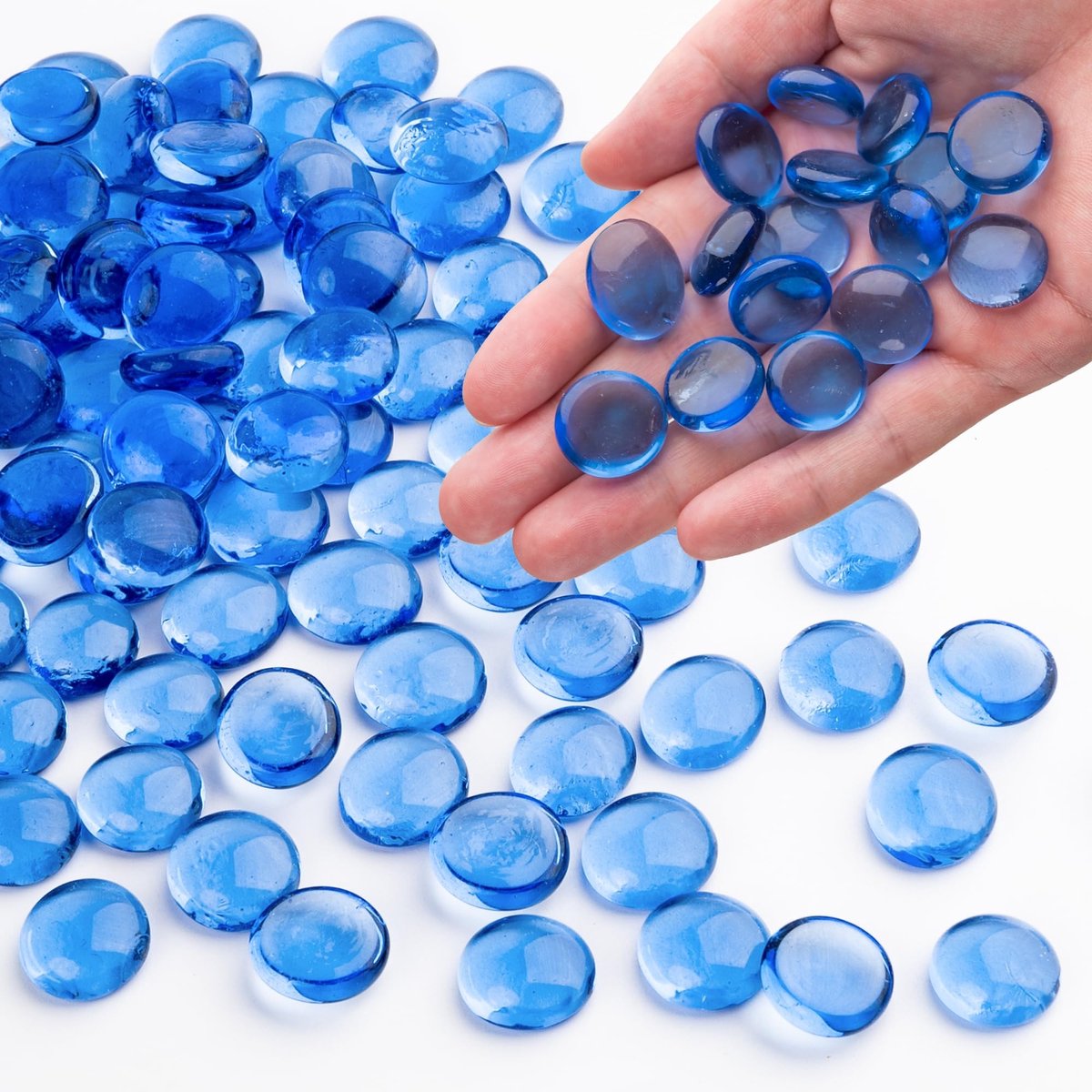 Solidchoice - 0.45kg Lichtblauwe Glasstenen voor Vazen en Decoratie