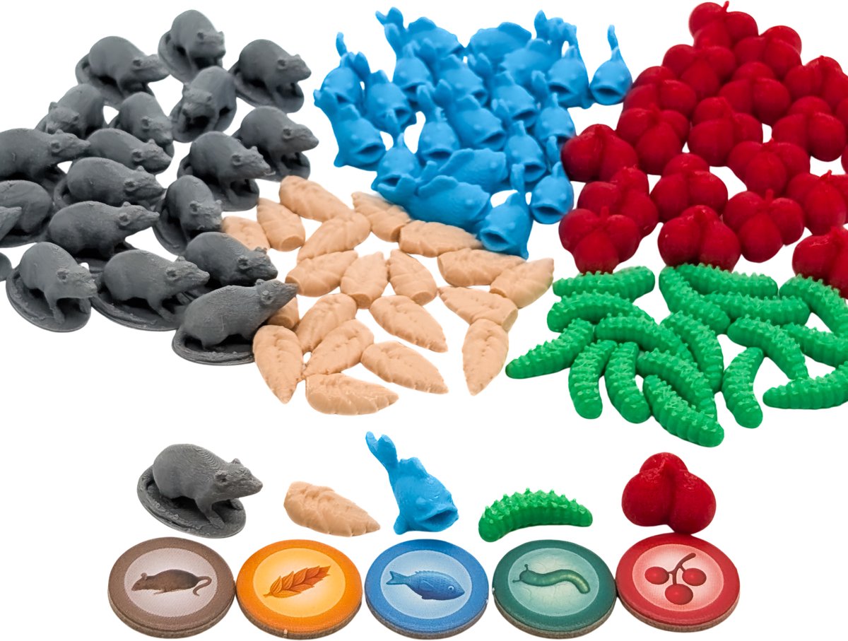 3D-Voedseltokens Geschikt voor Wingspan - 105-delige set Voor Wingspan Basisspel - Wingspan Uitbreiding
