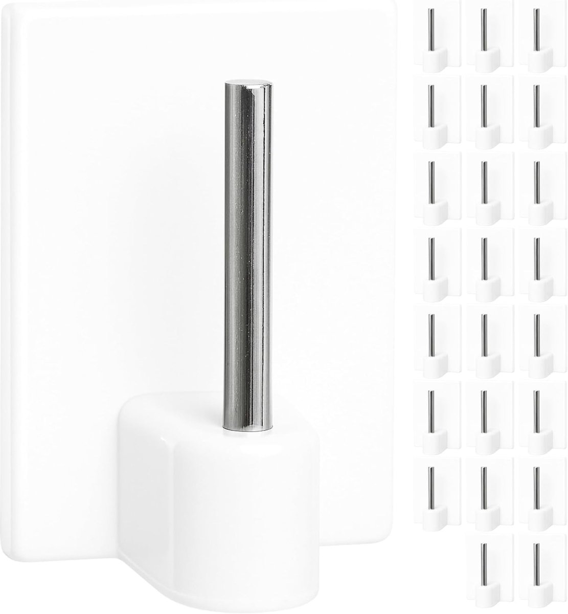 Zelfklevende gordijnhaken, 20 x wit, Maat 24 x 16.5 mm, Gordijnhaak, Raamhaak, Plakhaken voor gordijnroeden - ShopVlot