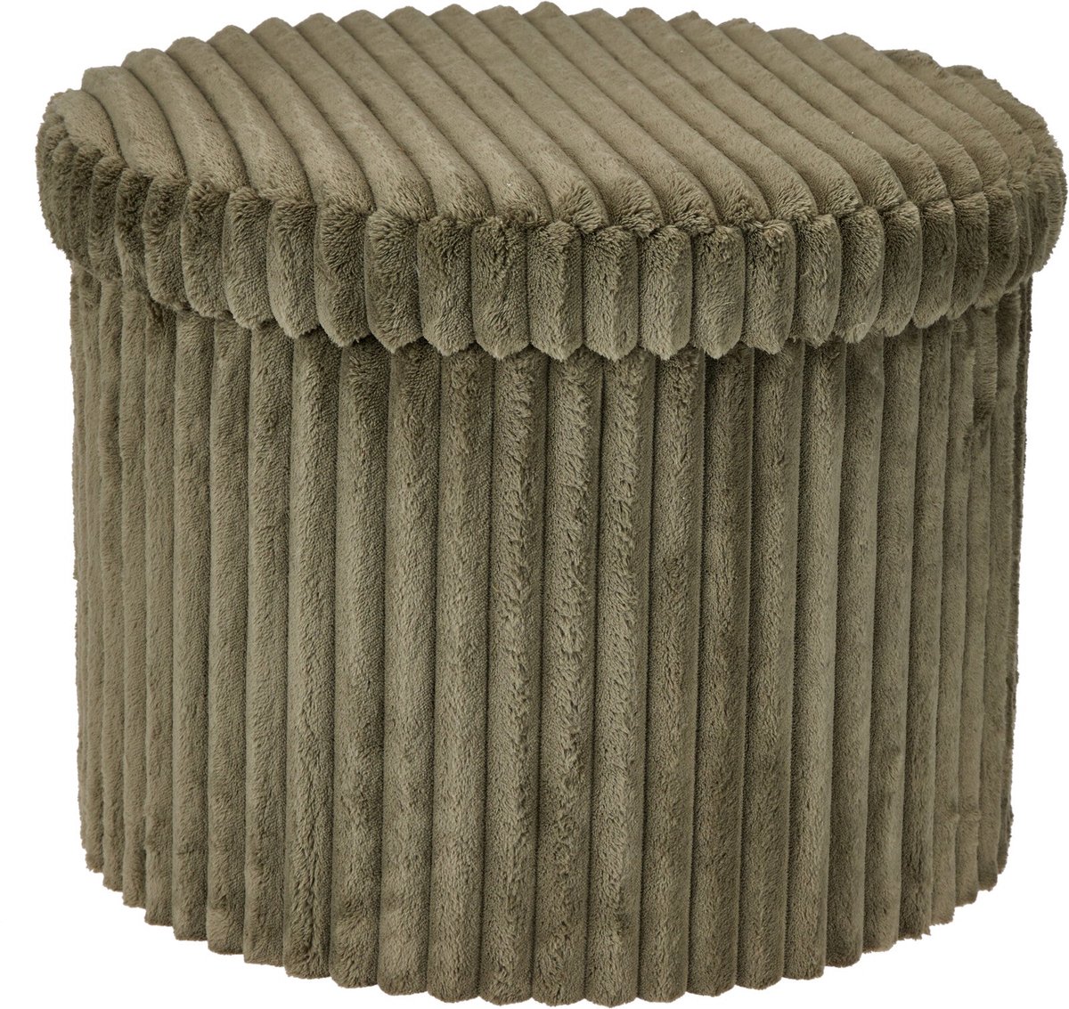 Home & Styling Corduroy Opbergpoef - Ø32cm - Groen