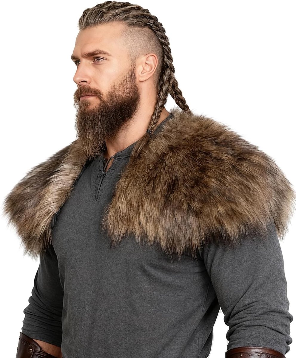 Viking Faux Fur Kraag Sjaal voor Mannen - Kostuum Accessoire voor Feest en Verkleedpartijen
