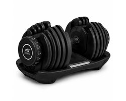 AJ-Sports Verstelbare Dumbell Zwart 24 KG - 2kg t/m 24kg - Gewichten - Dumbells set - Gewichten set - Halterset - Fitness gewichten - Krachttraining - Gym - Fitness - Sport - 15 Dumbells in één! - Let op PER STUK = 1 Dumbbell!