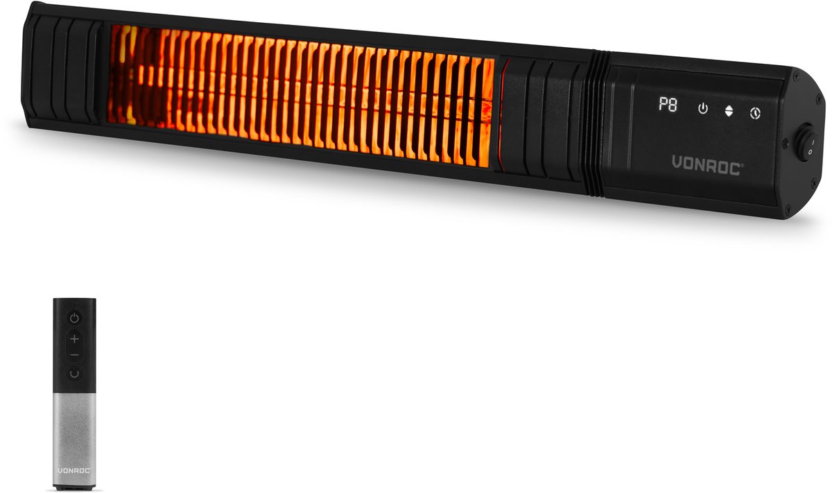 VONROC Terrasverwarmer Sabatini 2000W – Patio heater – Golden Carbon verwarmingselement – 24 uurs timer - Met afstandsbediening, touch display & Wifi