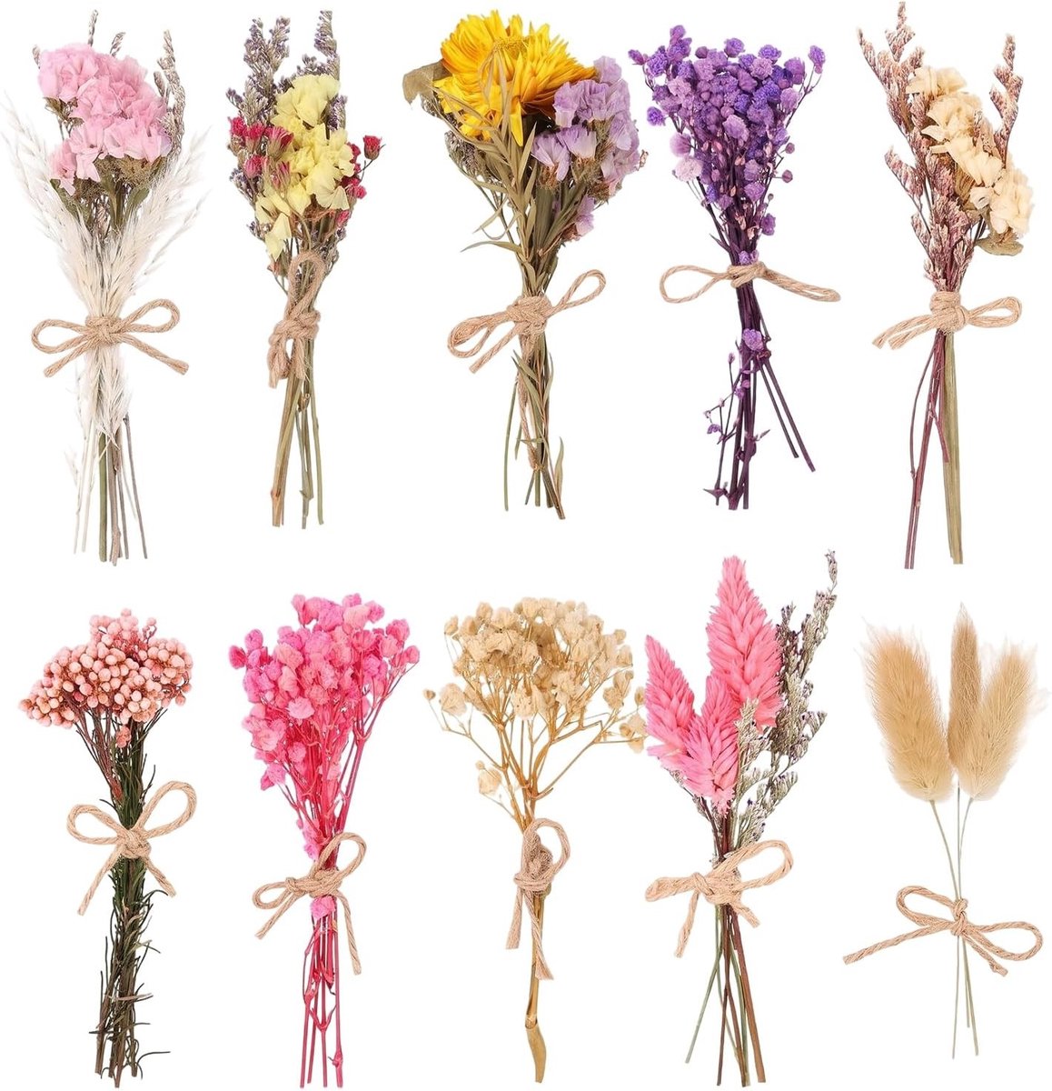 Mini Gedroogde Bloemen Boeket 12 Stuks, Decoratieve Takken voor DIY Ambachten en Huisdecoratie, Perfect voor Bruiloften en Feestelijke Gelegenheden
