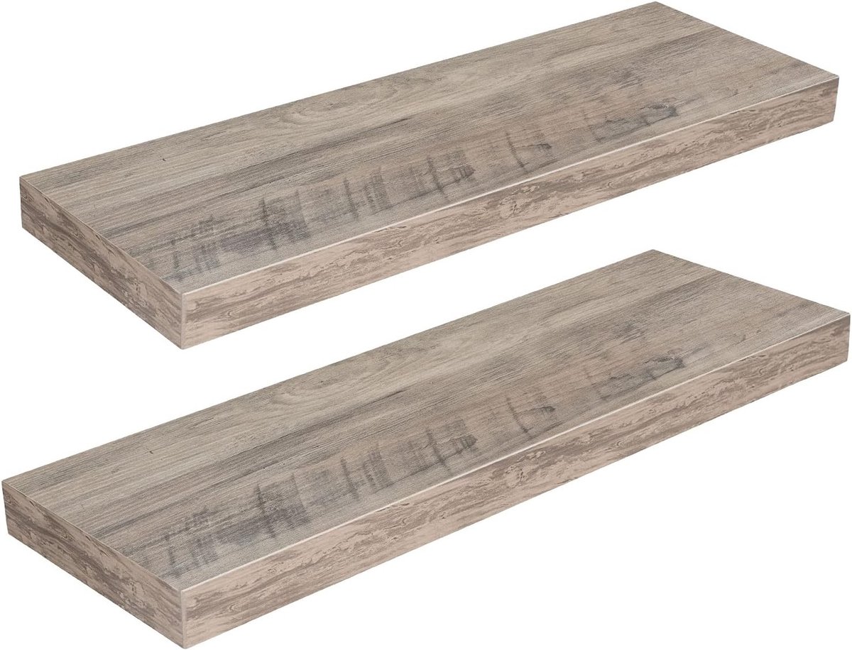Wandplank Set van 2, Zwevende Planken met Onzichtbare Bevestigingen, 60 x 20 x 3.8 cm, Ideaal voor Badkamer, Slaapkamer, Keuken en Woonkamer
