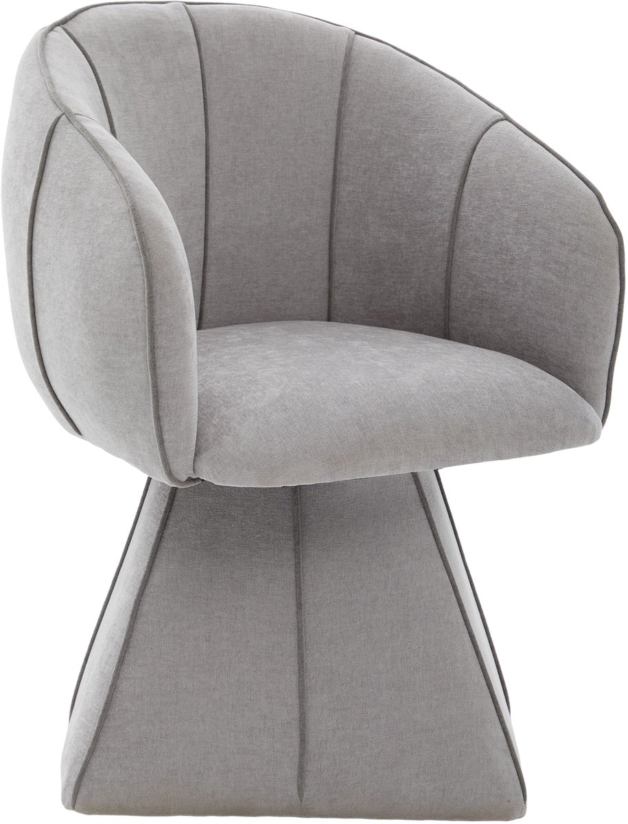 MUVANO Grijze chenille draaistoel - Ergonomische stoel met hoge rugleuning - Fauteuil - 56x54x74,5cm - 360 graden draaibaar - Slaapkamer Grijs