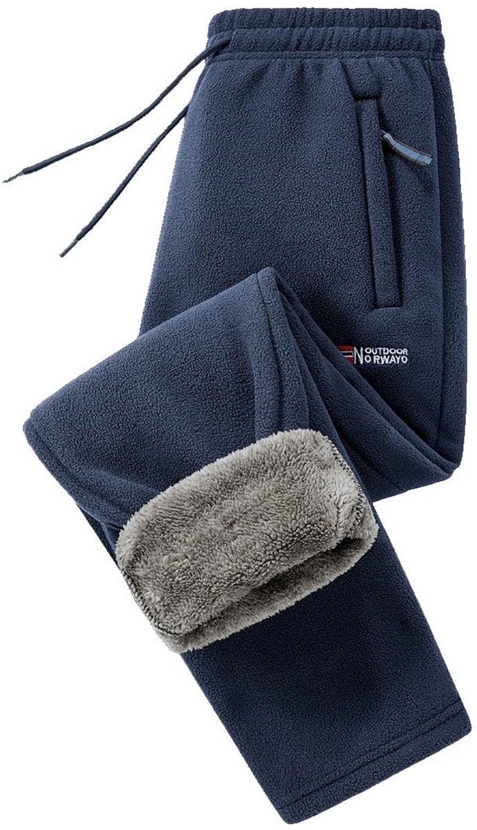 Currero Warme Broek Heren Thermo Fleece Winterbroek Joggingbroek Sweatpants Donkerblauw