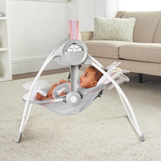 Draagbare babyschommel - Baby schommelstoel - Baby kalmeren - 6 Snelheden en melodieën - Compact ontwerp - Roze — afbeelding 2