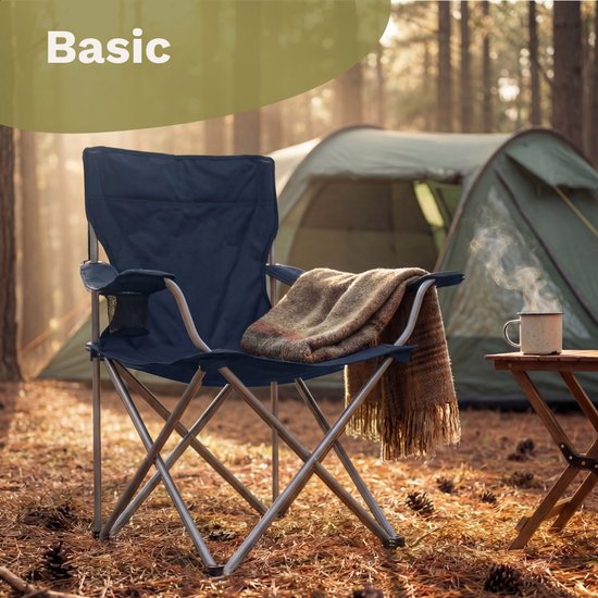TRVLMORE Campingstoel - Opvouwbaar - 120KG Draagvermogen - Incl. Draagtas - Klapstoel - Visstoel - Kampeerstoel - Vouwstoel - Blauw van Merkloos — afbeelding 2