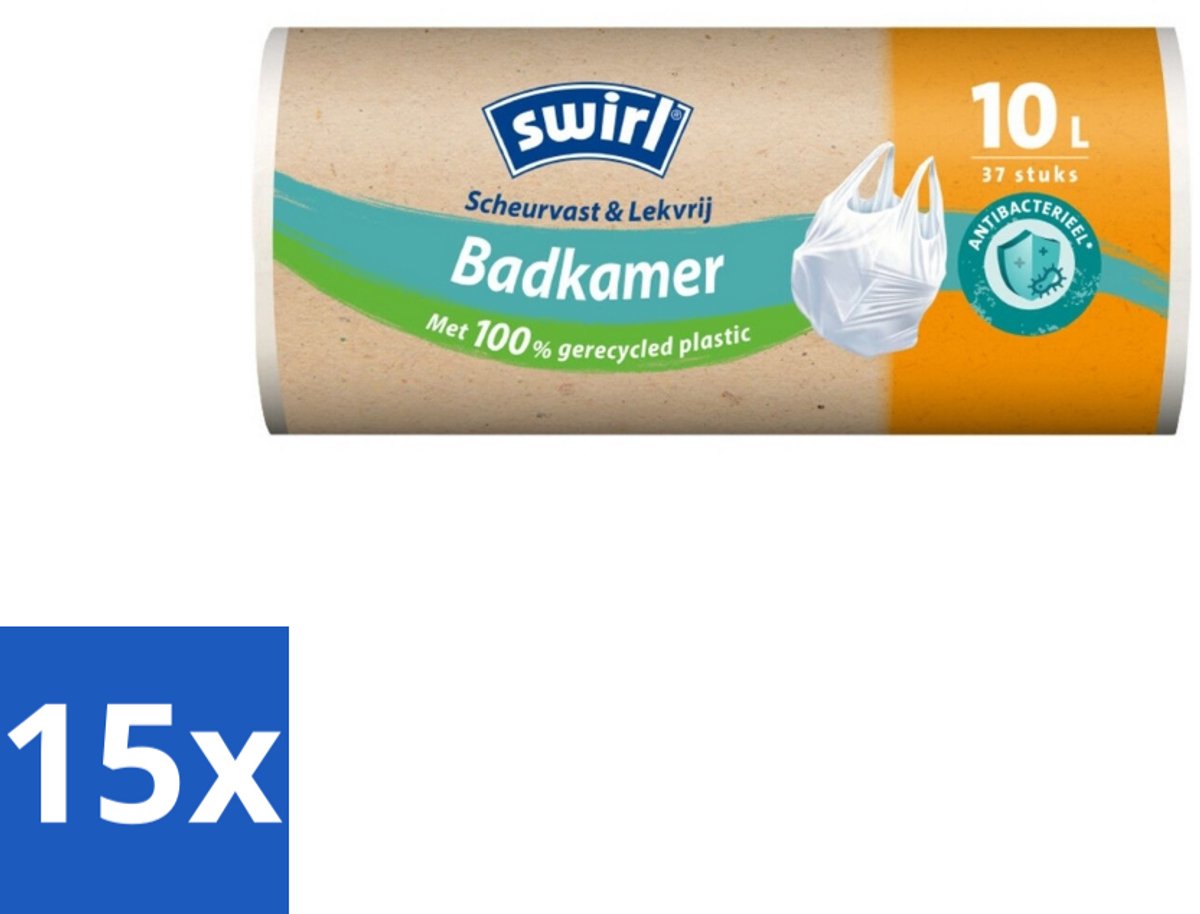 15 x Swirl – Vuilniszakken – 10 L – Handvatten – 37 zakken - Koffiezetapparaat