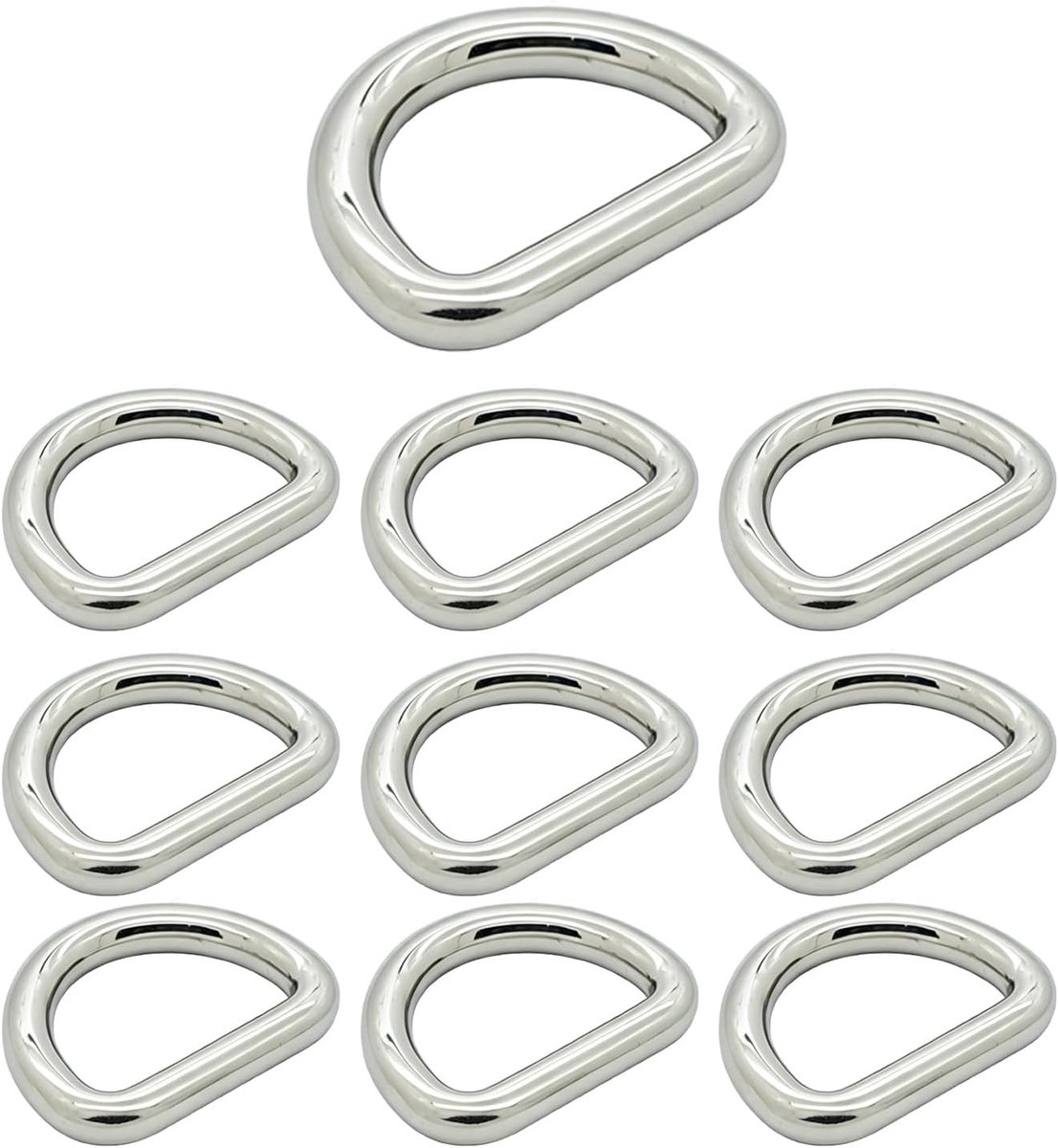 10 stuks stevige gelaste metalen D-ringen 19mm, zilver voor bevestigen, haken en klimmen