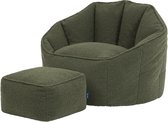 icon - Sirena Zitzak Fauteuil met Poef - Boucle - Olijfgroen