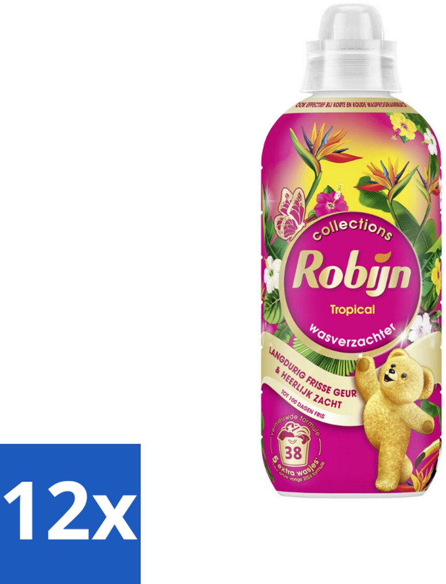 12 x Robijn – Wasverzachter – Tropical – 765 ml - Wasverzachter - Wasgeur - Tropisch Parfum - Vezelbescherming - Slijtagevermindering