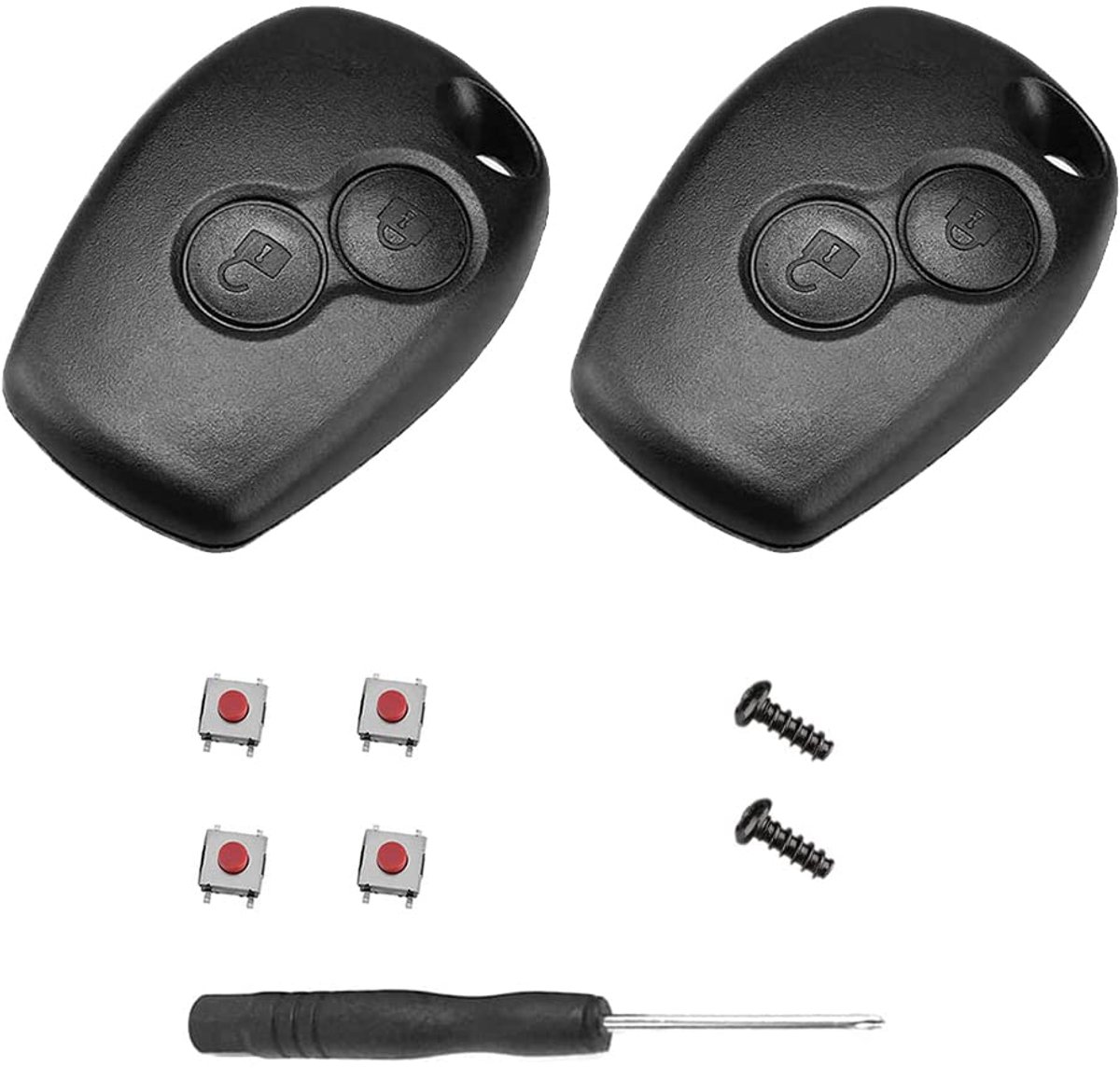 ShnminEU Autosleutelbehuizing 2 stuks, 2 knoppen Compatibel met Renault Clio Twingo Kangoo Mégane Laguna Trafic - ShopVlot