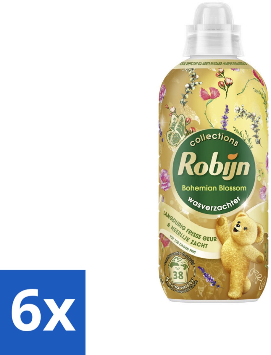 6 x Robijn – Wasverzachter – Bohemian Blossom – 765 ml - Wasverzachter - Bloemige Geur - Wasverzachter Fles - Kleding Verzorgen - Vezels Beschermen