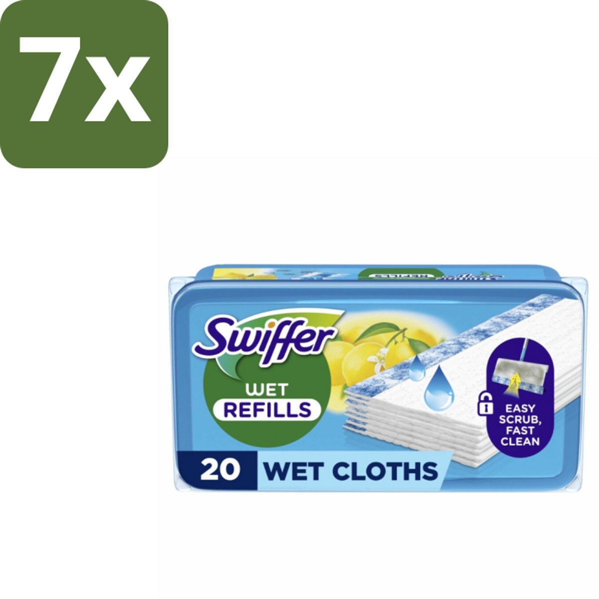 7 x Swiffer - Vloerdoekjes – Citrus Fresh – 20 doekjes - Vloerdoekjes - Schoonmaakdoekjes - Citroengeur - Schrobdoekjes - Dweilen