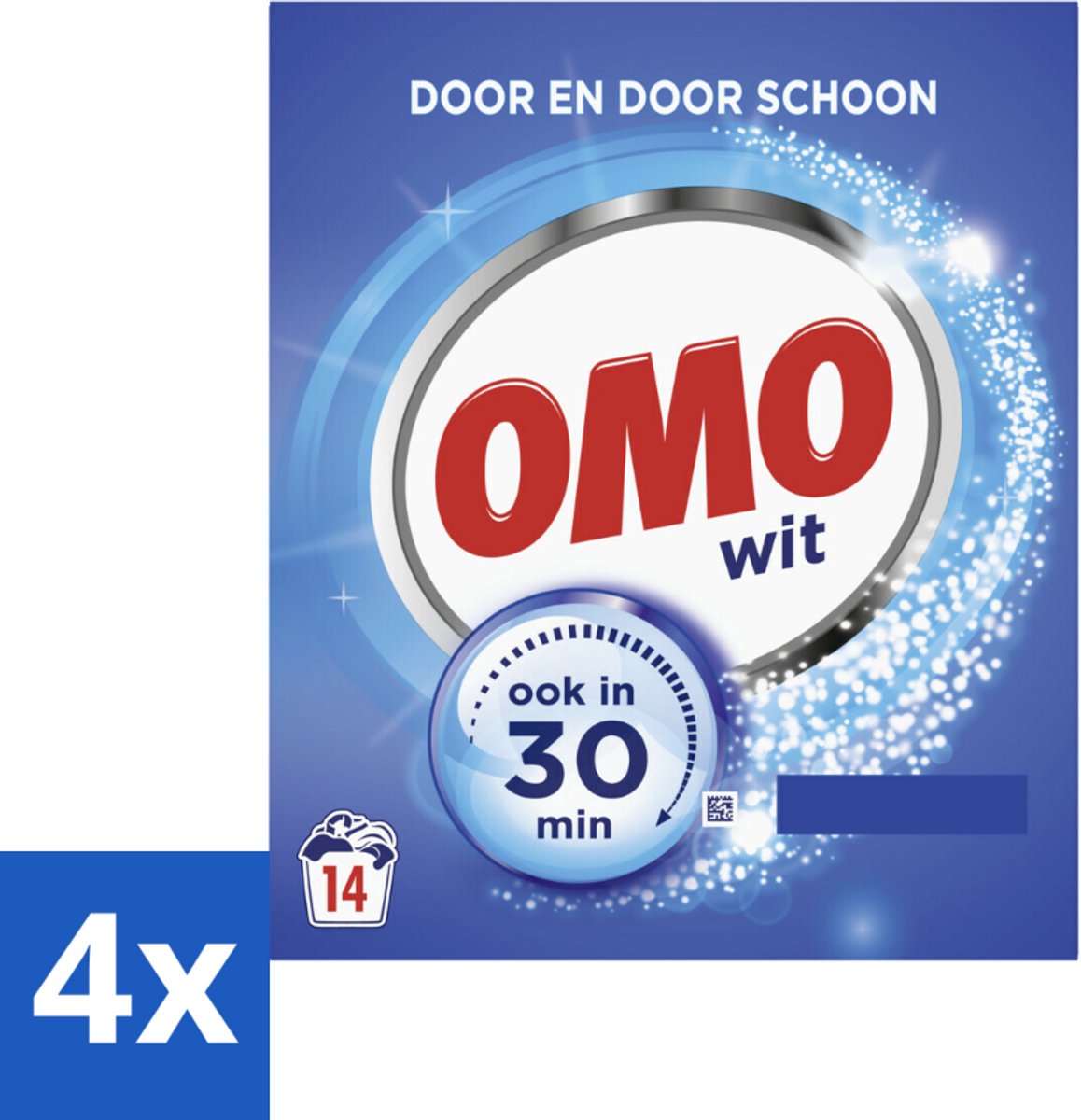 4 x OMO – Waspoeder – Wit – 14 Wasbeurten - Wit Waspoeder - Schone Was - Vlekverwijdering - Waskracht - 30 Minuten Was