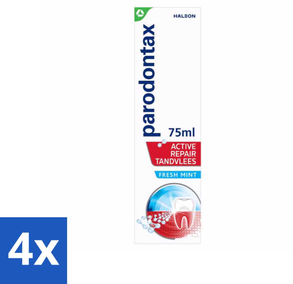 4 x Parodontax – Tandpasta – Active Repair Fresh Mint – 75 ml - Tandvlees Herstellen - Tandplak Verwijderen - Bloedend Tandvlees - Gezwollen Tandvlees - Ontstoken Tandvlees
