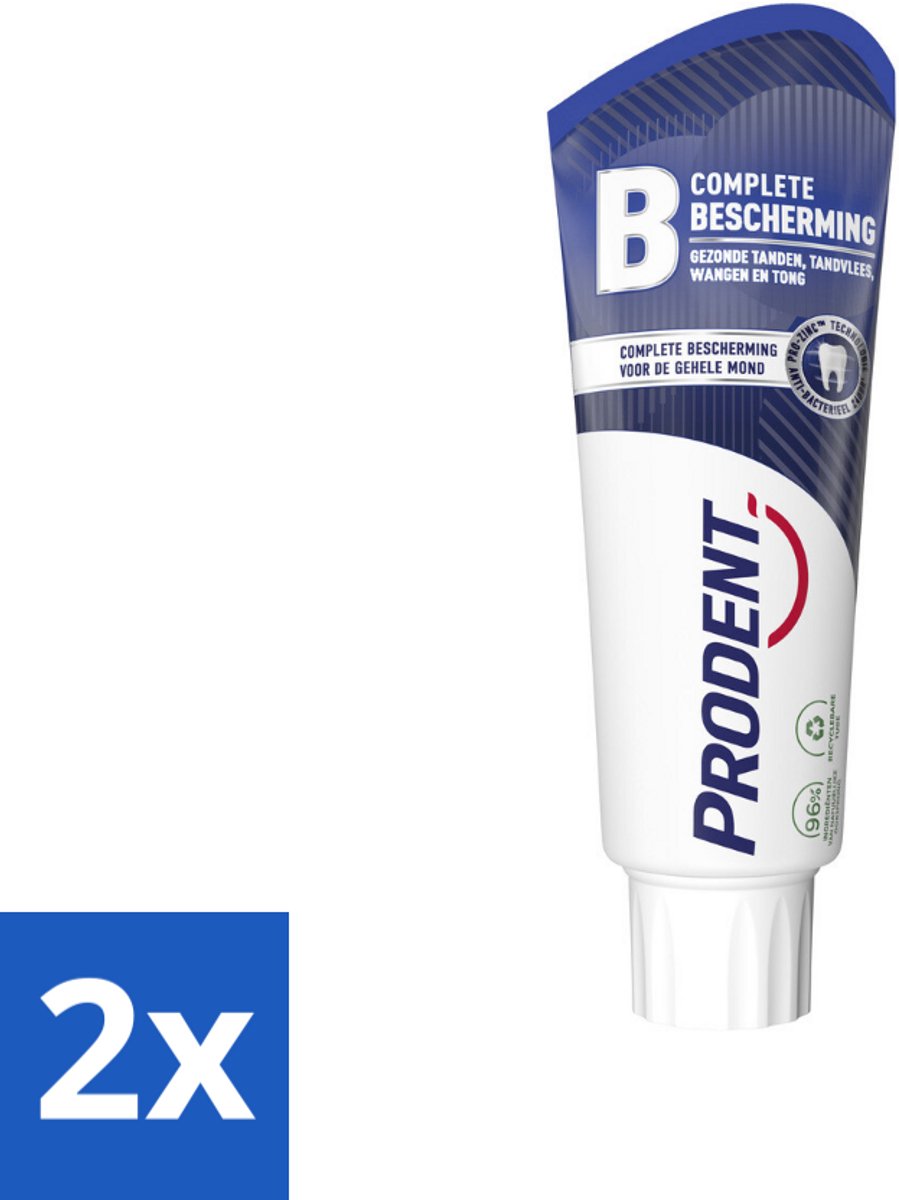 2 x Prodent – Tandpasta – Complete Bescherming – Pro-Zinc Technologie – 75 ml - Tandpasta - Mondgezondheid - Antibacteriële Tandpasta - Pro-Zinc - Fluoridetandpasta