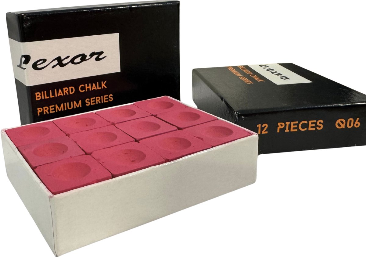 Lexor Premium Billiard Chalk Q06, box 12pcs., Red - biljartkrijt rood