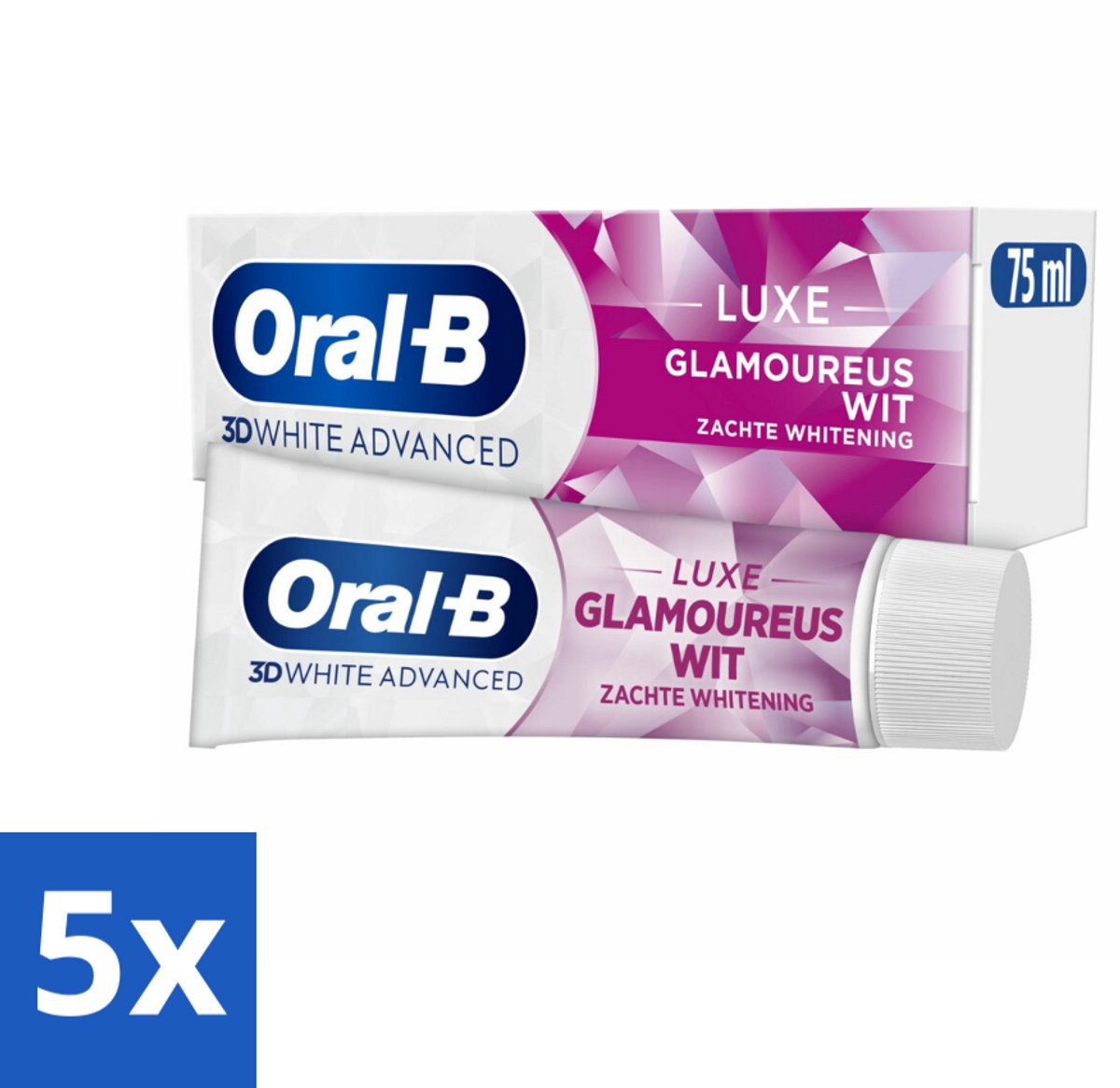 5 x Oral-B - 3D White Advanced – Tandpasta – Luxe – Glamorous White – 75 ml - Koffiezetapparaat