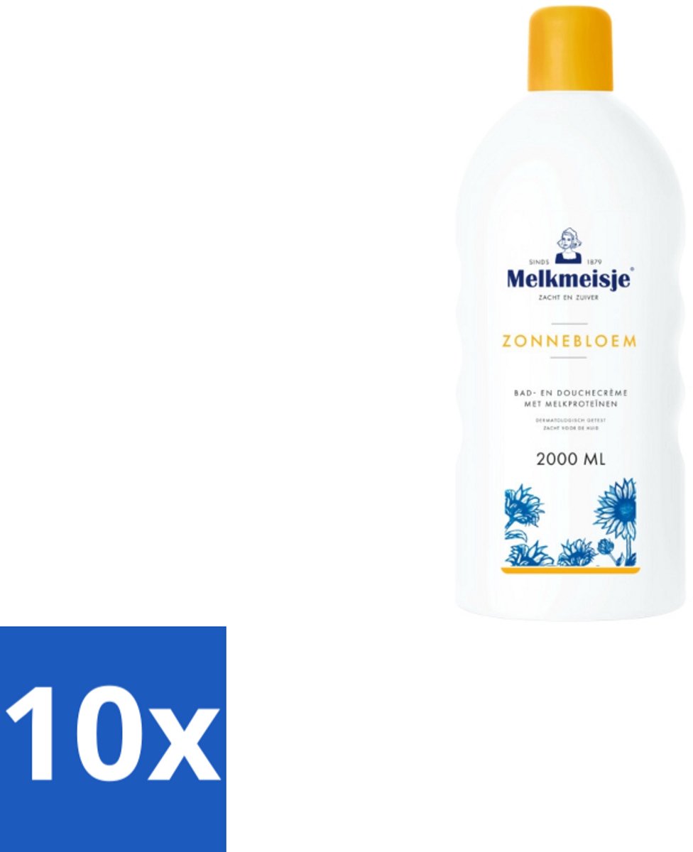 10 x Melkmeisje – Bad & Douchecrème – Zonnebloem – 2000 ml - Koffiezetapparaat