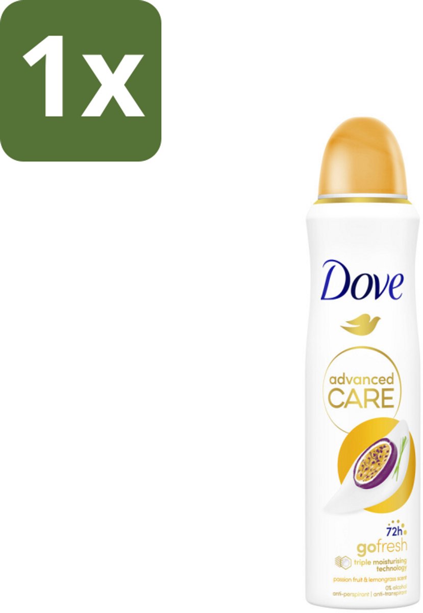 1 x Dove – Deodorant Spray – Passievrucht & Citroengras – 150 ml - Anti-transpirant Spray - Passievrucht En Citroengras - 48 Uur Bescherming - Deodorant Spray - Fruitige Geur