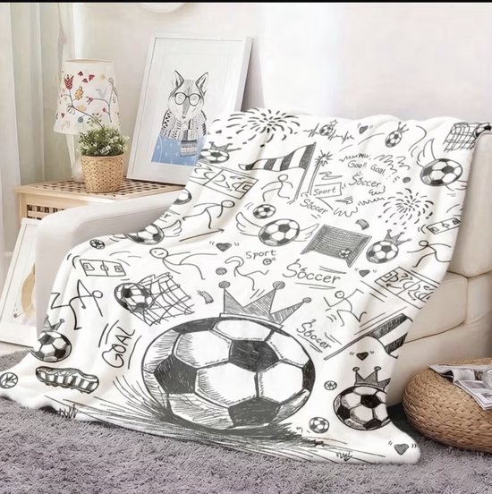 XXL Kleurdeken Voetbal - Fleece deken DIY - Fleece deken om zelf in te kleuren - met stiften - Thema voetbal - Voor echte voetbal fans — afbeelding 2