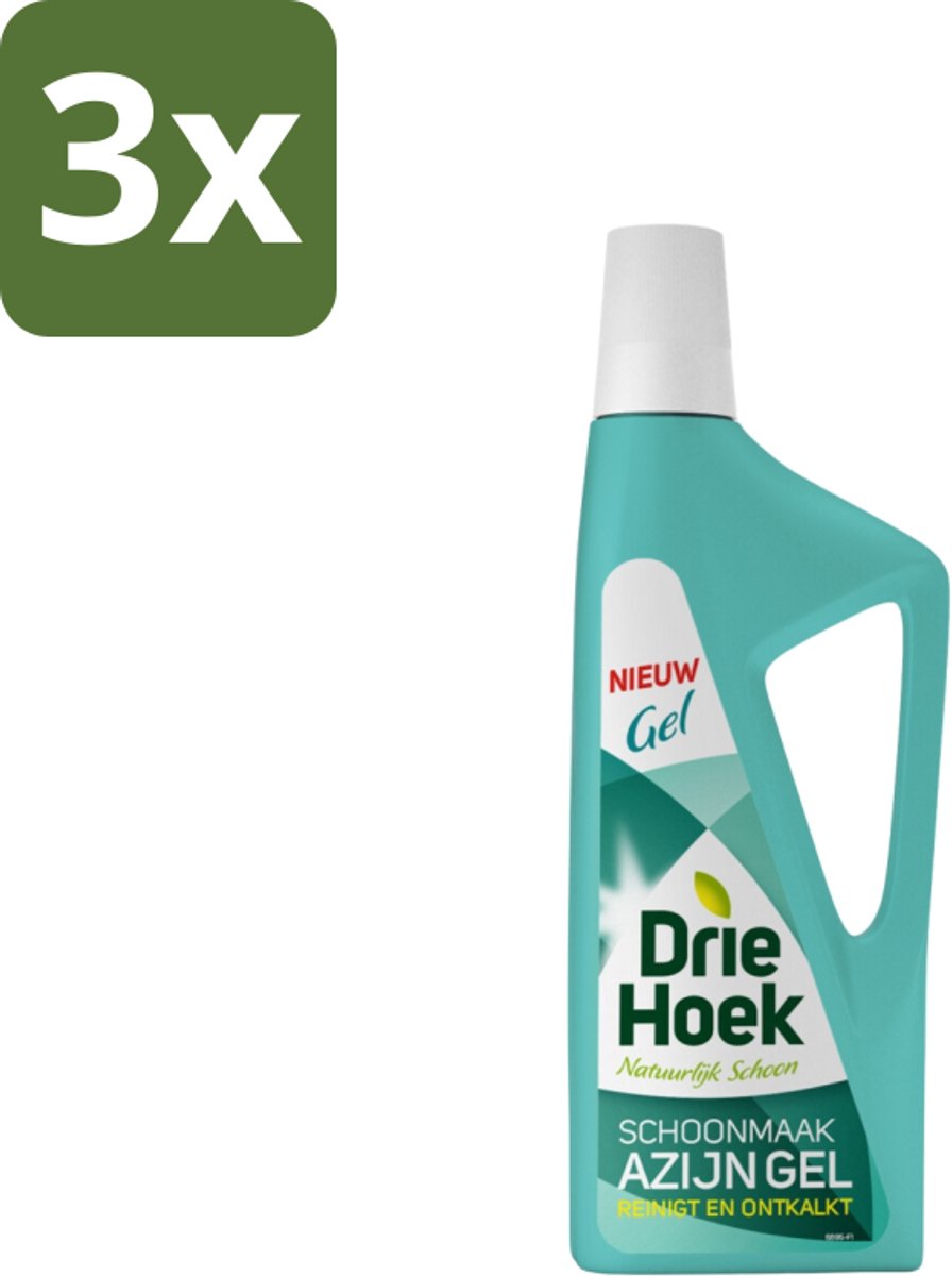 3 x Driehoek – Azijngel – 725 ml - Ontkalker - Kalkaanslag - Sanitair Reinigen - Badkamer Reinigen - Keuken Reinigen