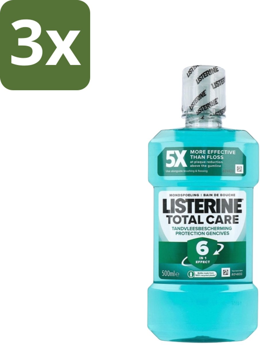 3 x Listerine – Mondwater – Total Care – Tandvleesbescherming – 500 ml - Koffiezetapparaat