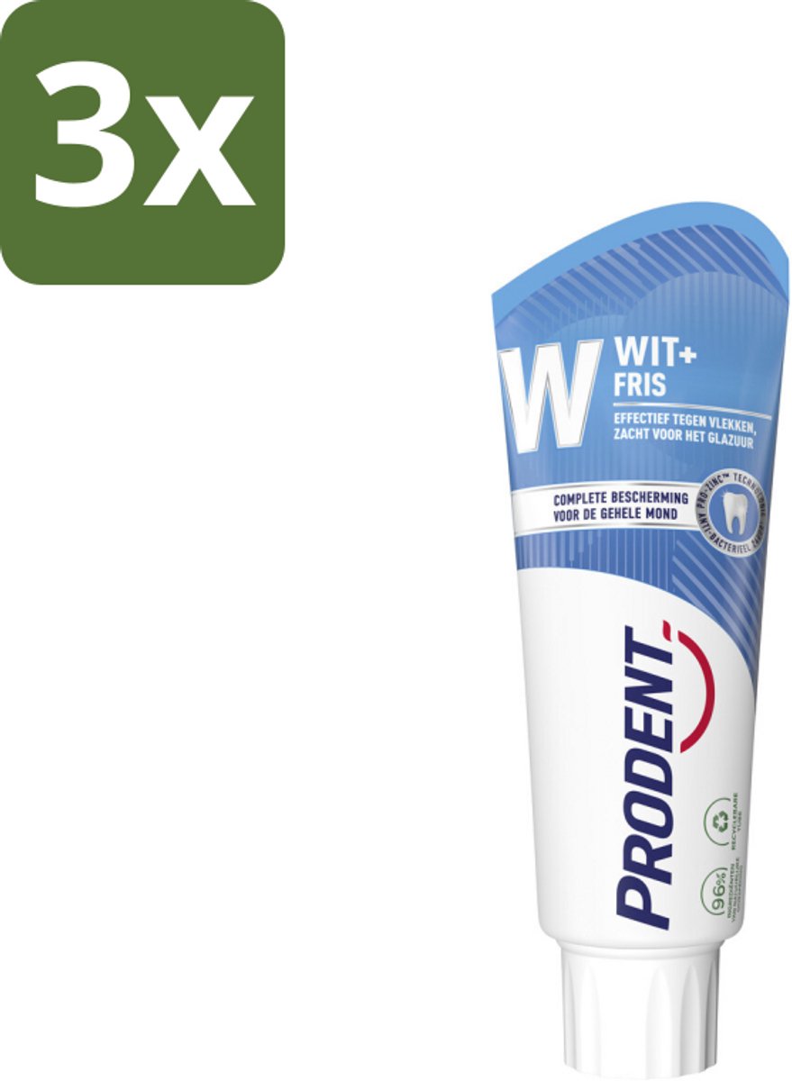 3 x Prodent – Tandpasta – Wit + Fris – Complete Bescherming – 75 ml - Koffie - Koffiezetapparaat - Koffiezetapparaat