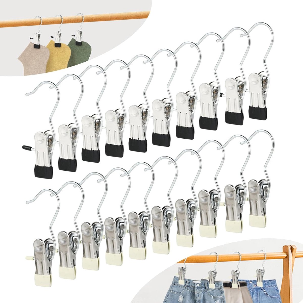 Knijphangers - Zwart - 13 x 12 x 3 cm - 360° Draaibaar - Voor Kleding en Accessoires