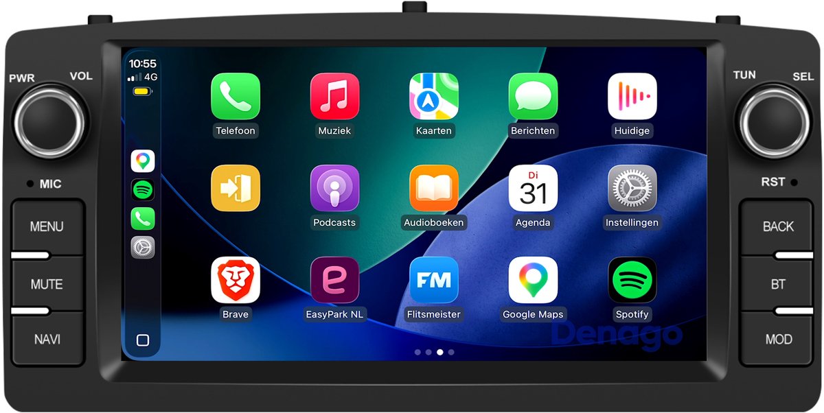 CarPlay autoradio geschikt voor Toyota Corolla E120 | 2002 t/m 2007 | Vervangt Toyota W58814 | Android 13 | Draadloos Apple CarPlay & Android Auto | 2GB + 64GB | Fysieke knoppen | Denago DNG-1144 | 2026 model | Bluetooth & Wifi