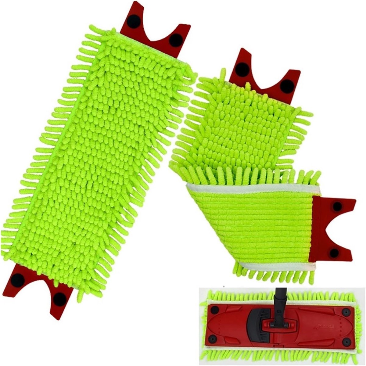 3 stuks dweilen geschikt voor Vileda Ultramax XL - Set vervangbare doeken voor de zwabber - 2-in-1 Microvezel Extra Breed Dweilhoes - Navulling - voor alle harde vloeren, vlekkenwerend - wasbaar - Groen
