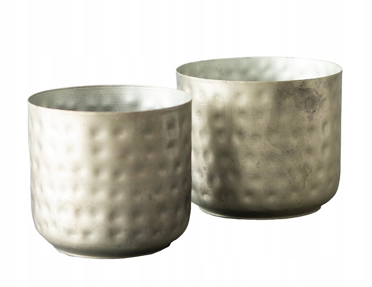 Set van 2 Merkloze Metalen Plantenpotten - Grijs