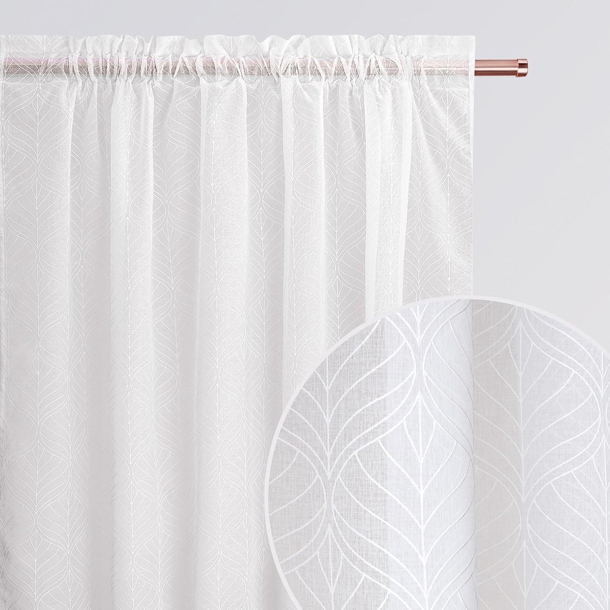 Vitrages kant en klaar plooiband - Wit - 140 x 240 cm - Transparant gordijn - Voor woonkamer en slaapkamer