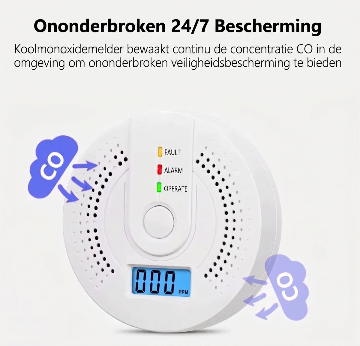 Premium Koolmonoxidemelder met LCD Display - CO Melder met Elektrochemische Sensor - Hoge Gevoeligheid - UL2034 Gecertificeerd