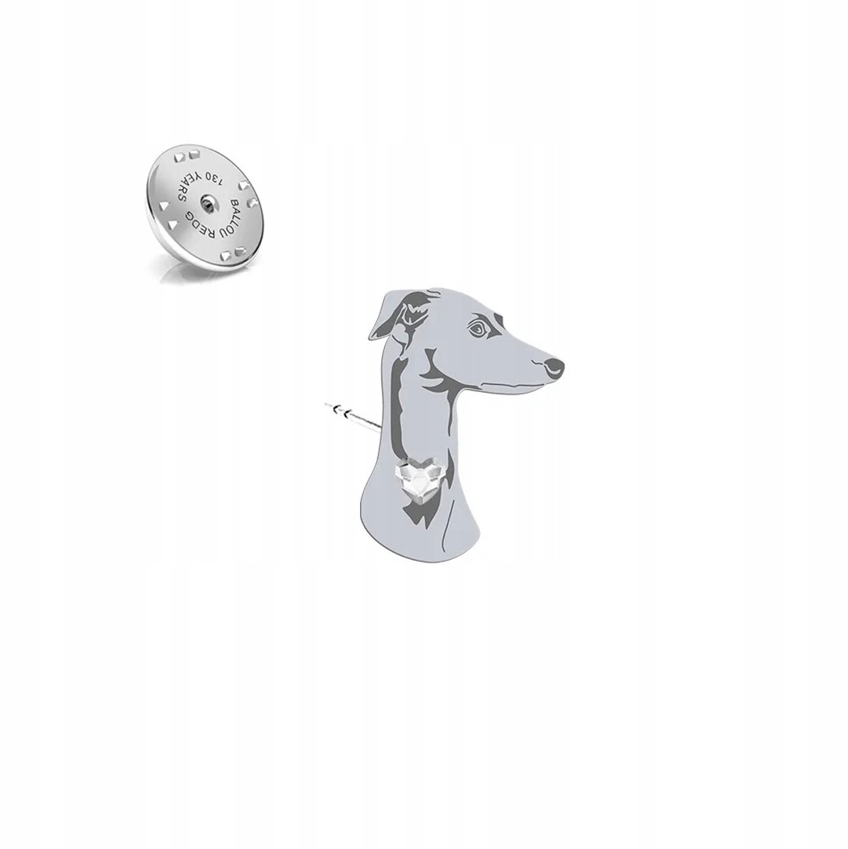 Zilveren Broche Italiaanse Windhond 925 Sieraden met Kristal - Cadeau