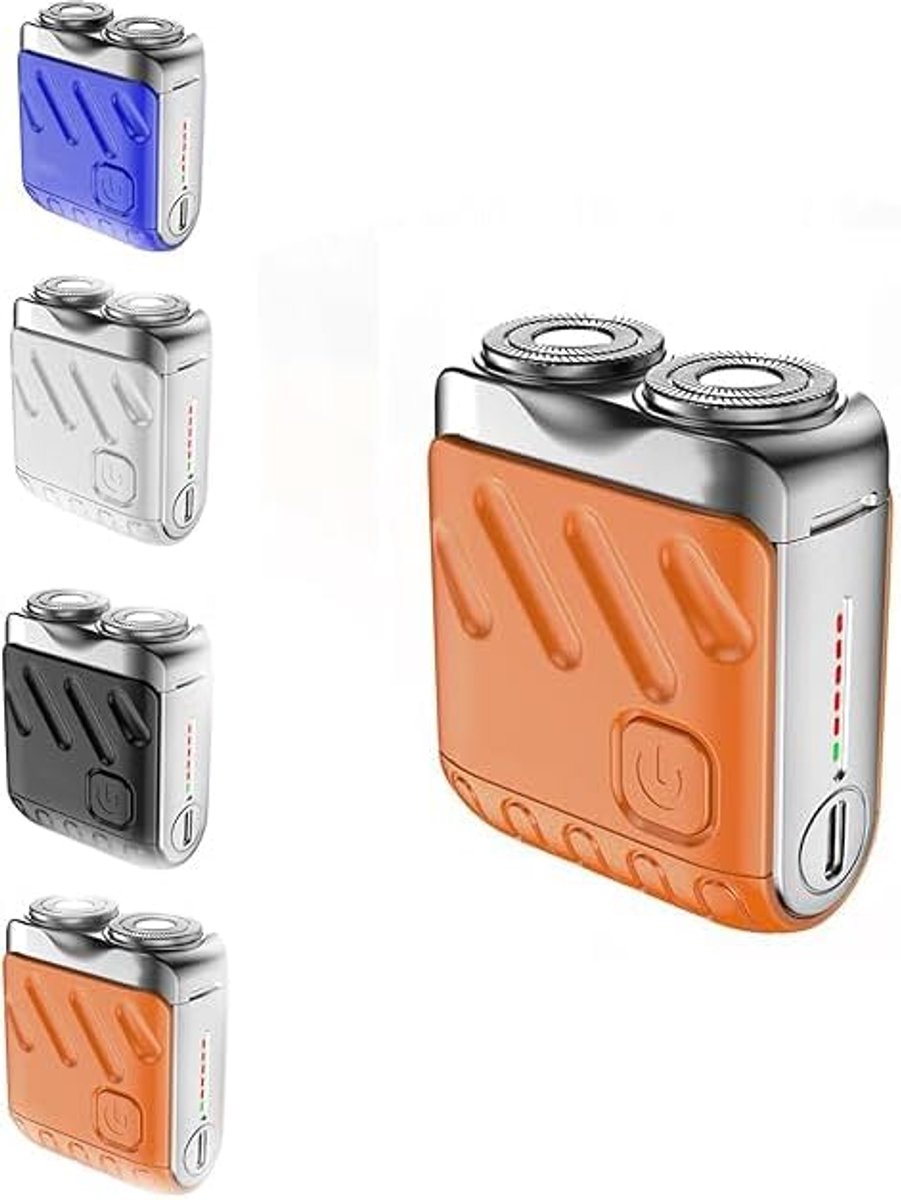 Mini magnetisch scheerapparaat, elektrisch scheerapparaat voor het gezicht van mannen, draagbaar kofferontwerp (oranje)