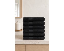 The Linen Room Handdoeken – 50 x 100 cm – Set van 6 – 100% Katoen – 650 GSM Dubbelgetwijnd 20/2 Garen – OEKO-TEX® – Extra Zacht & Hoog Absorberend – Antraciet