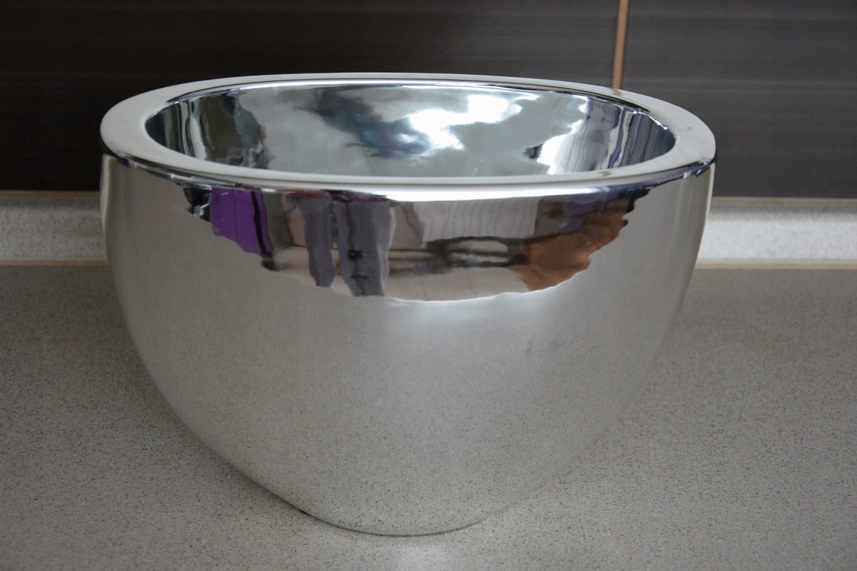 Merkloze Zilverkleurige Keramische Pot - 23x13x16 cm