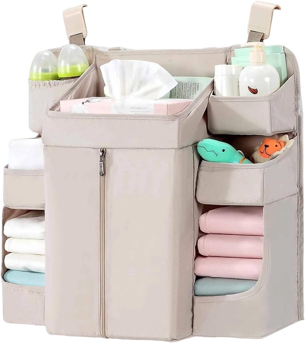 KZQ Hangende Luierorganizer Met Verstelbare Riemen En Vakken Voor Ledikant En Commode – Opbergbox Voor Luiers, Speelgoed En Babybenodigdheden