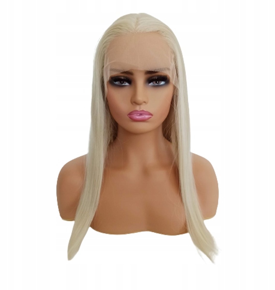 Kantenpruik Platina Blond 55cm - Gratis Pruikmuts