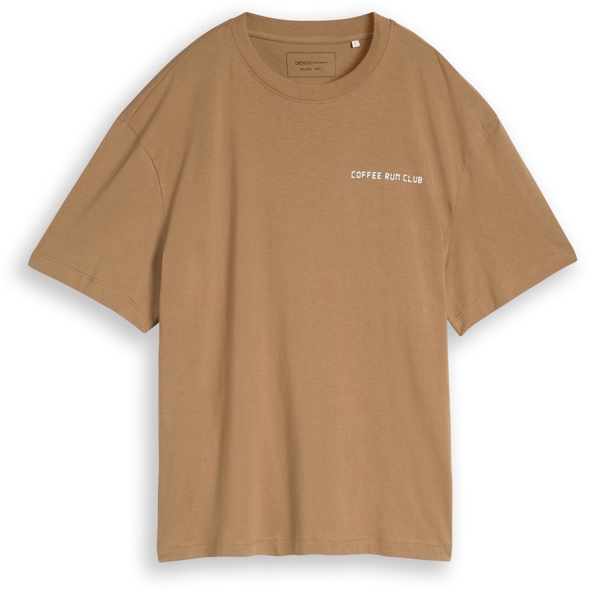 Tom Tailor Denim - T-shirt met relaxte pasvorm en print op de rug - Maat XS - malt brown