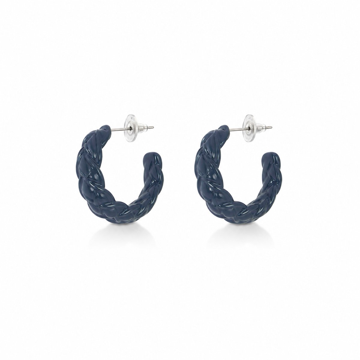 Halve ringen oorbellen | donker blauw