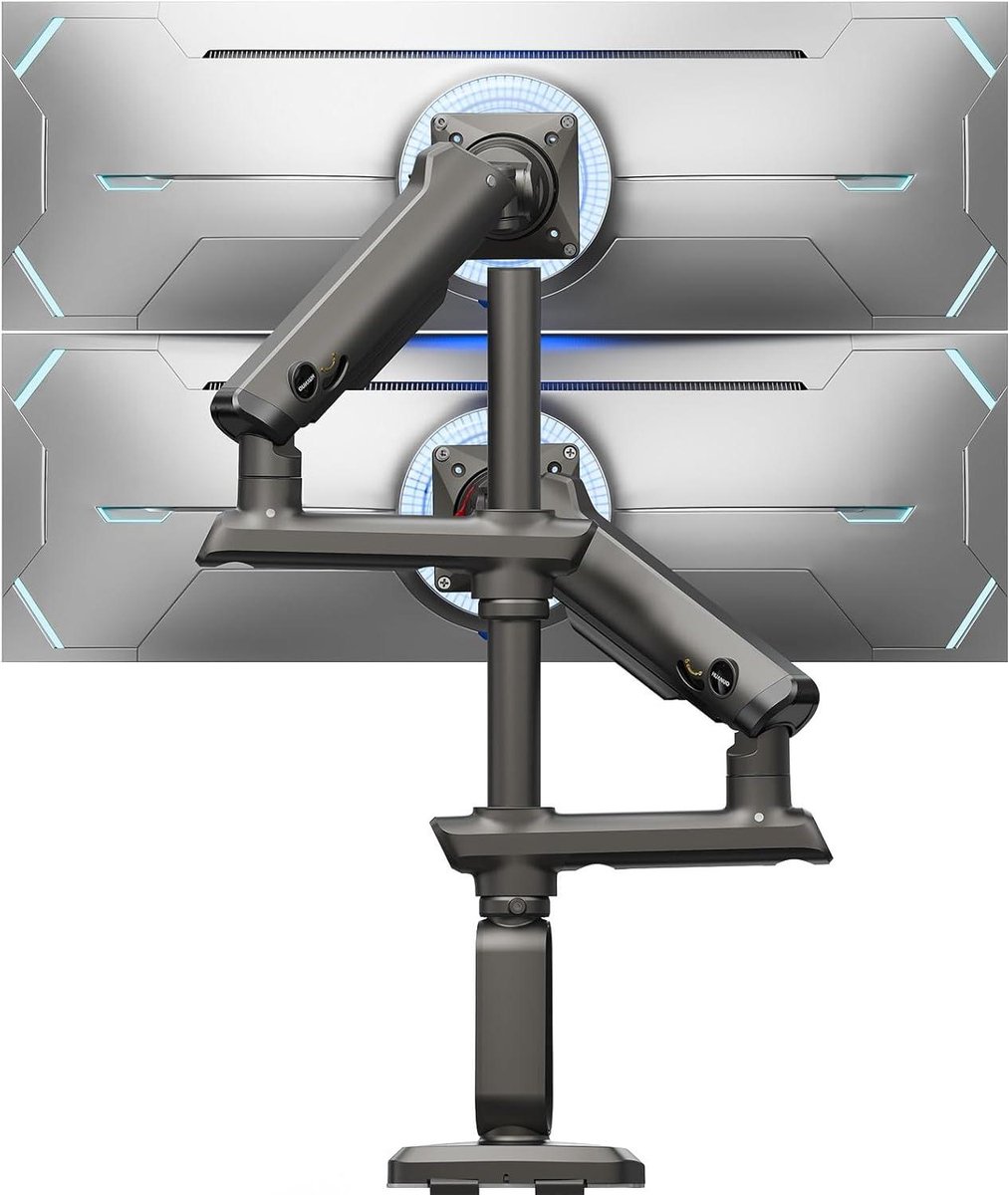 Dubbele monitorstandaard - Schermhouder bureau - Werkruimte optimaliseren - Extra hoge arm - Tot 49 inch - Zwart